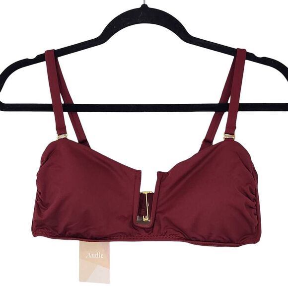 Andie Oxblood Bikini Top Wine Swim Top NWT Medium Burgundy Andie Swim Top - Picture 1 of 10